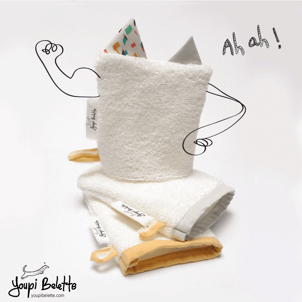 Gant de toilette, bavoir, cape de bain